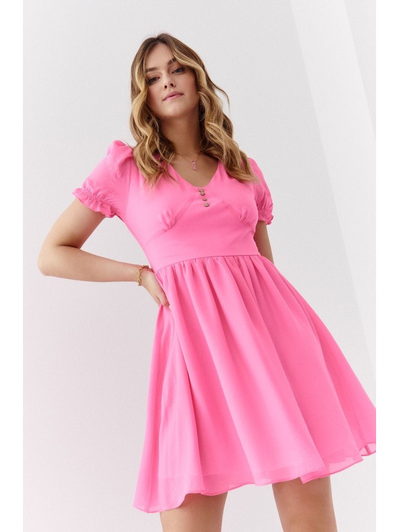 Smooth dress with short sleeves, pink 3046 - Online store - Boutique